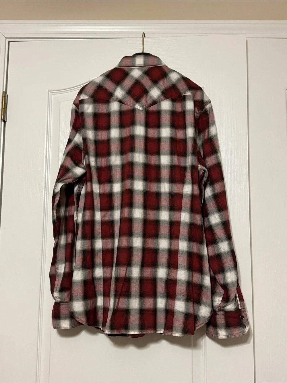 Banana Republic Red, White & Black Plaid Tailored Slim Fit Shirt